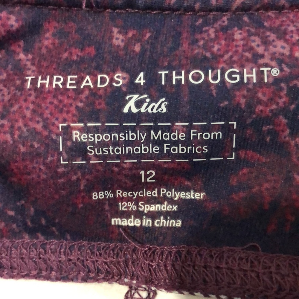 Threads 4 Thought kids leggings size 12 NWT.  sustainable fabric! - Picture 4 of 10